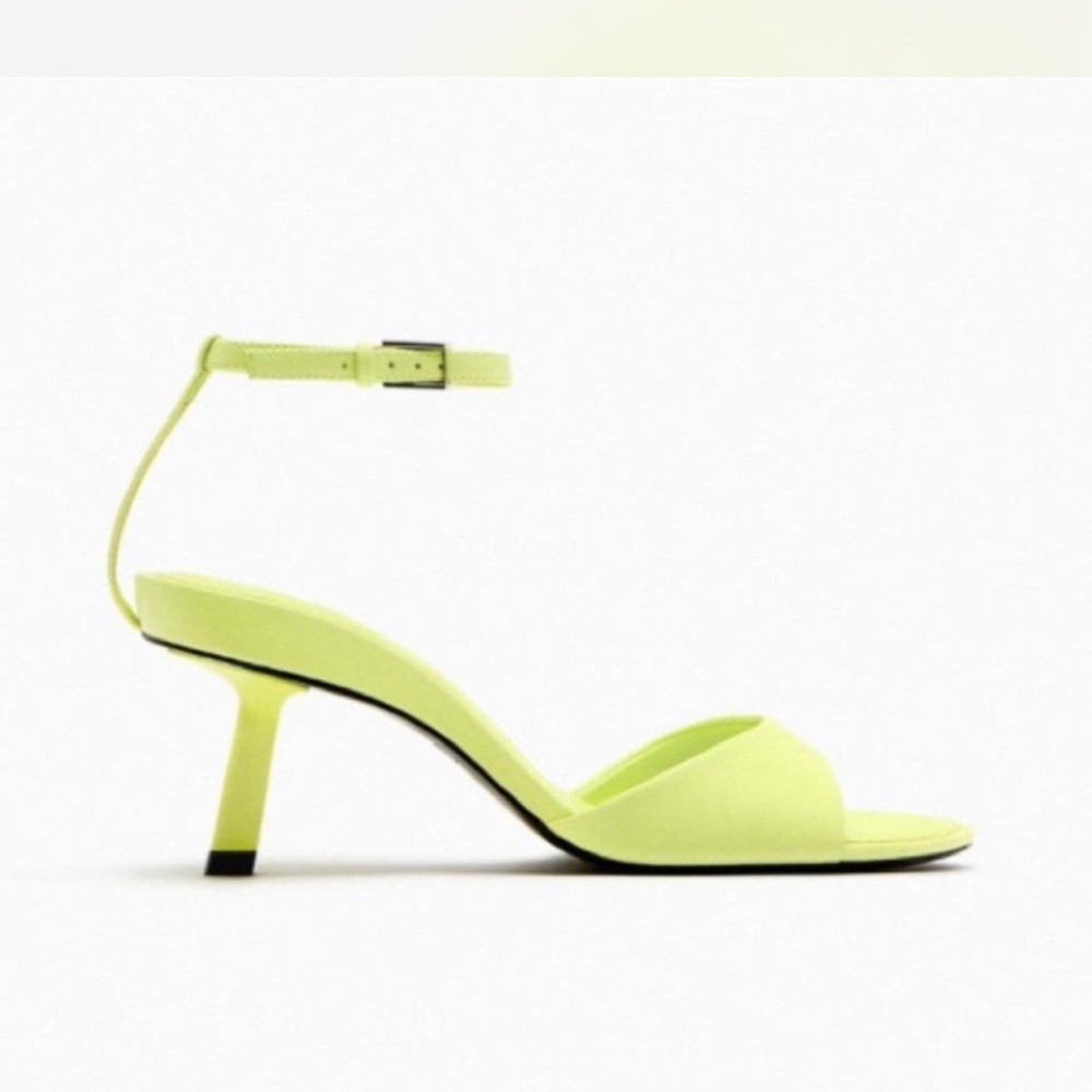Zara Lime Green Ankle Strap Heels 7.5 - Picture 2 of 7